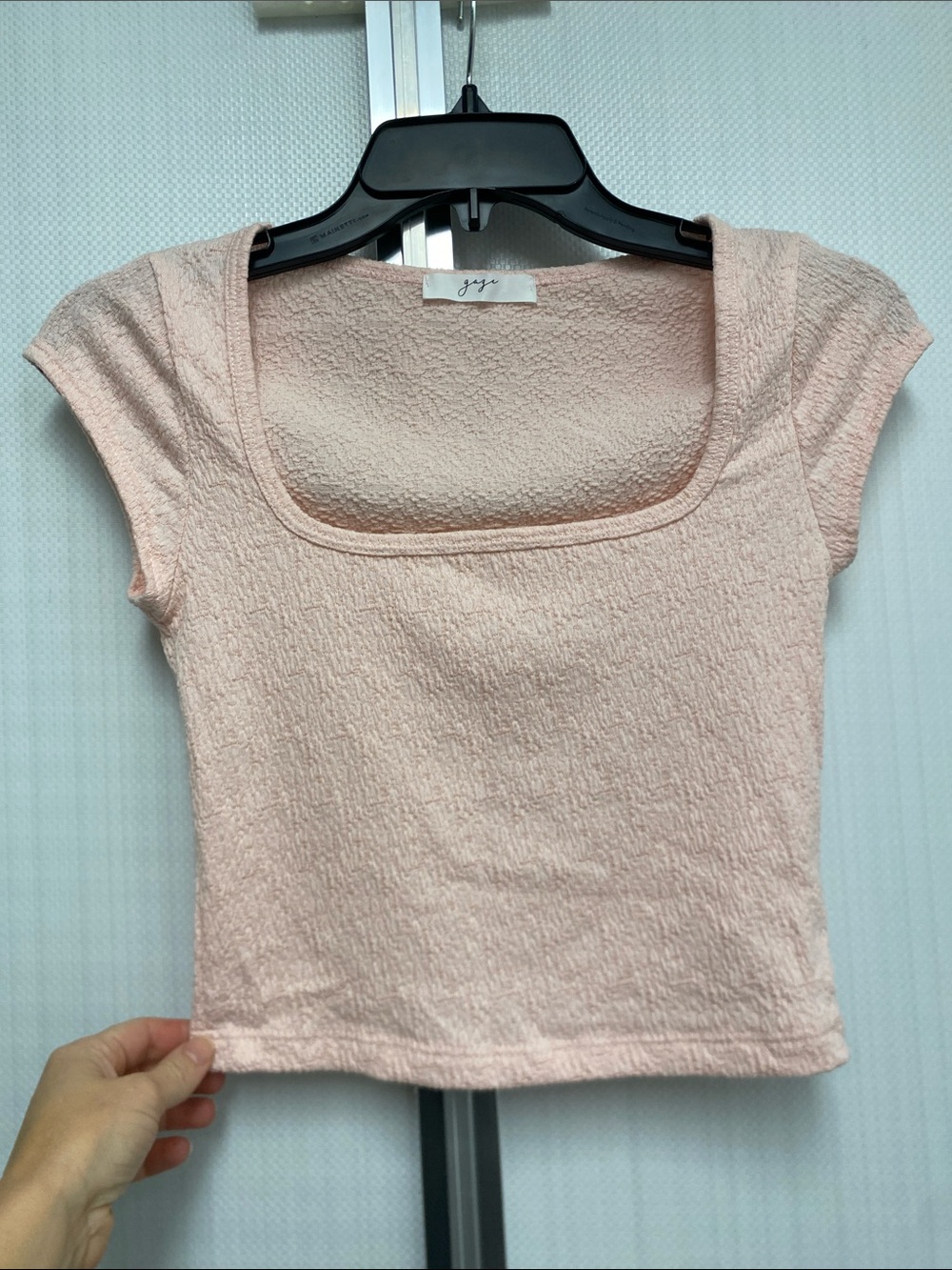 gaze Blush Textured Square-Neck Crop Top
